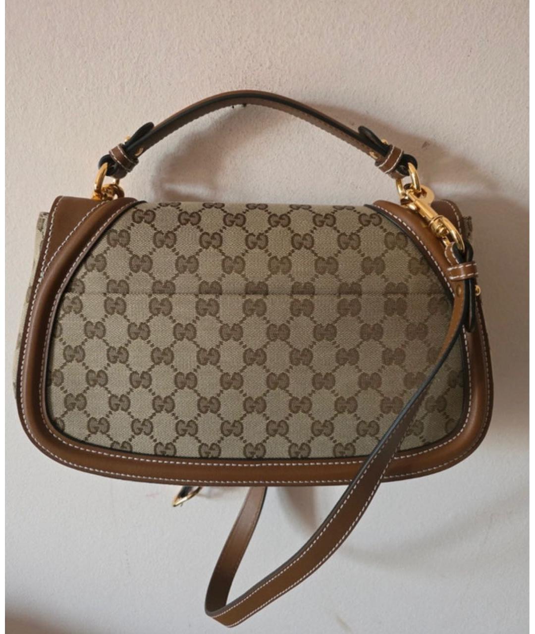 GUCCI Коричневая кожаная сумка с короткими ручками, фото 4