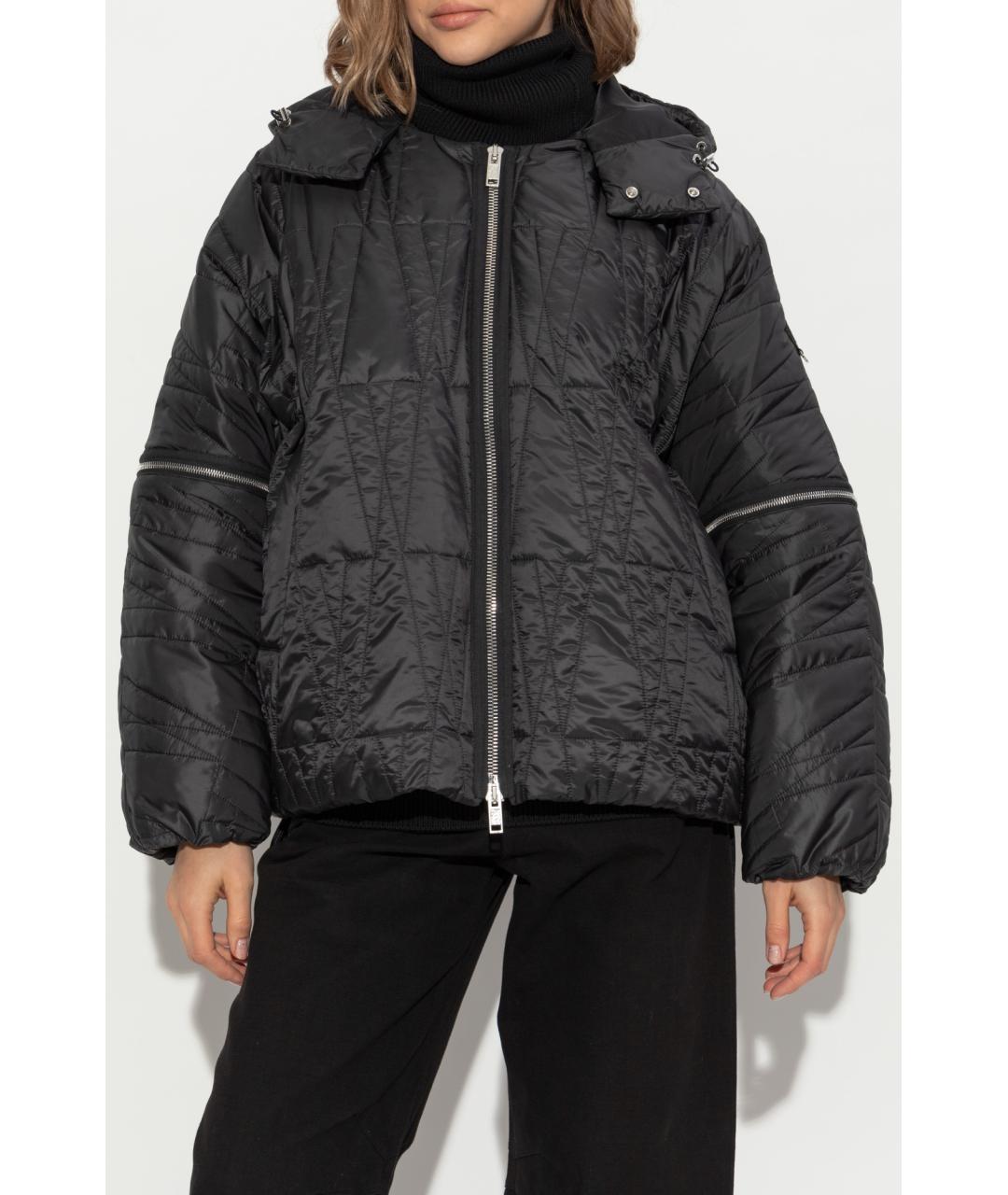 MONCLER Черный полиэстеровый пуховик, фото 2