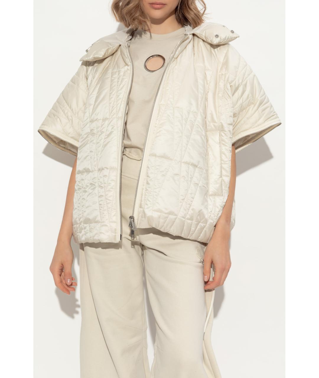 MONCLER Бежевый полиэстеровый пуховик, фото 5