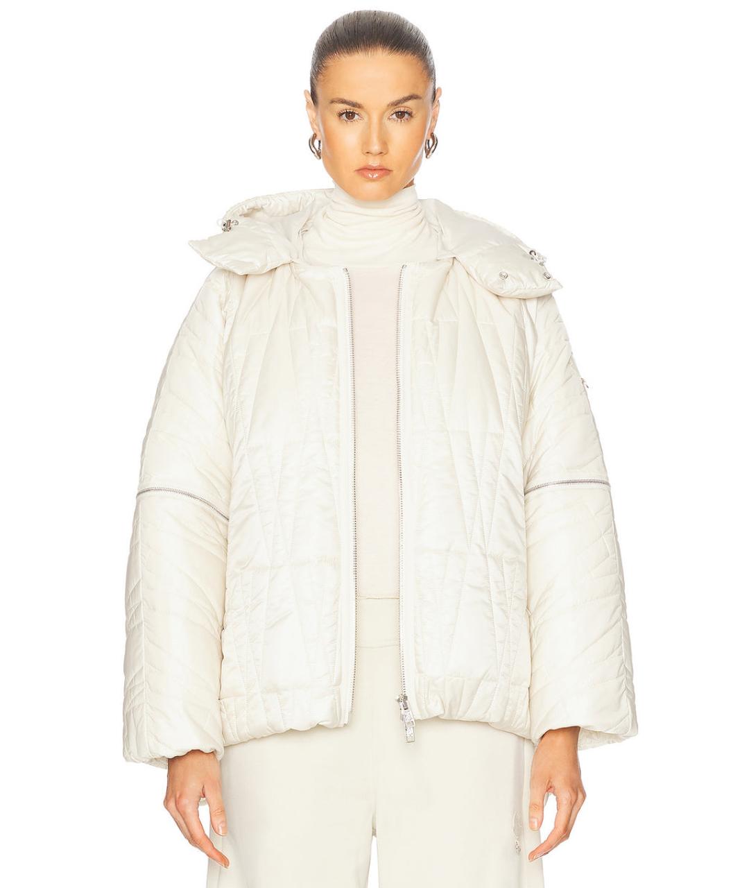 MONCLER Бежевый полиэстеровый пуховик, фото 7