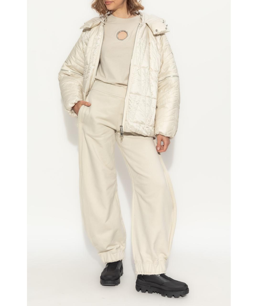 MONCLER Бежевый полиэстеровый пуховик, фото 4