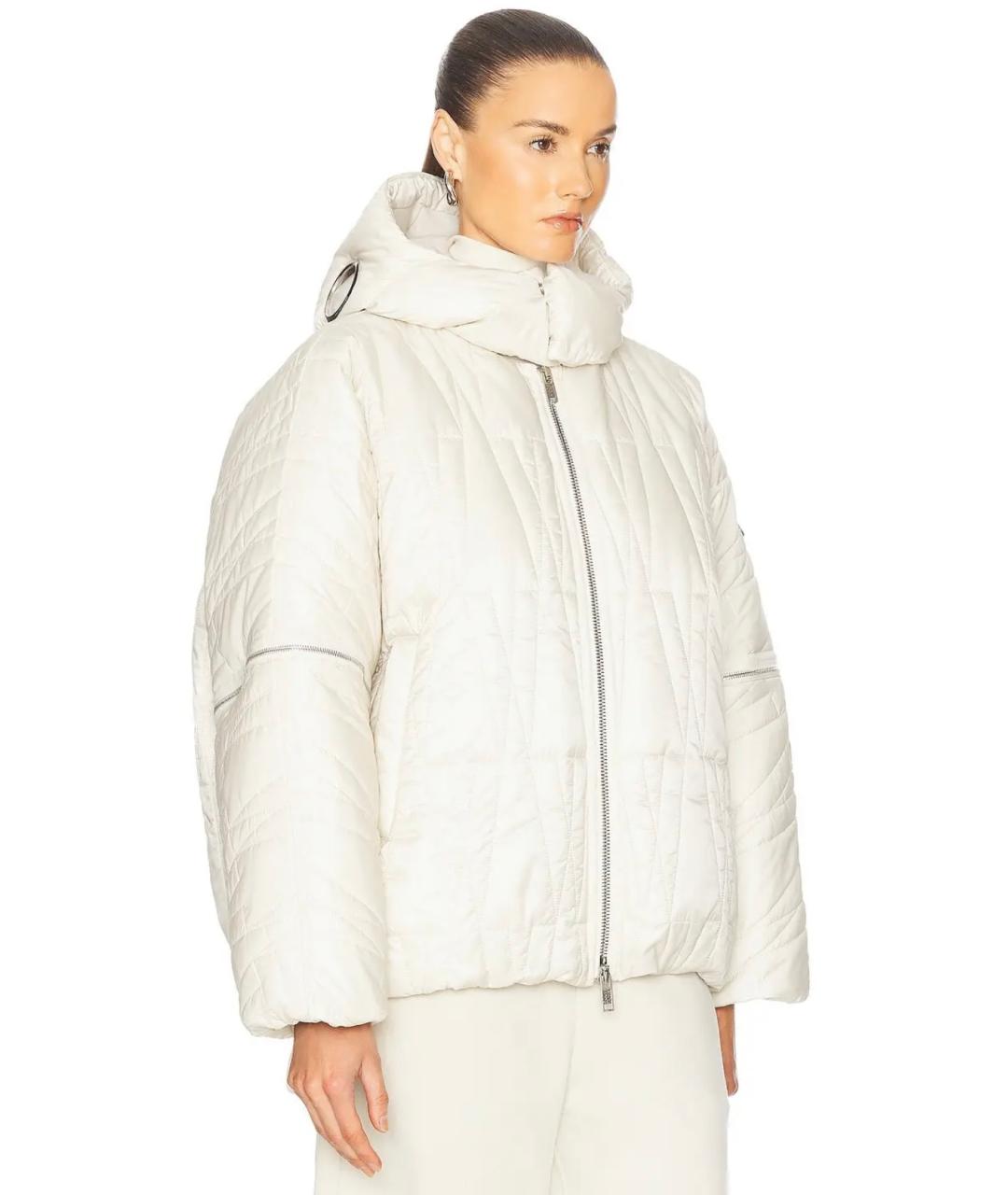 MONCLER Бежевый полиэстеровый пуховик, фото 9