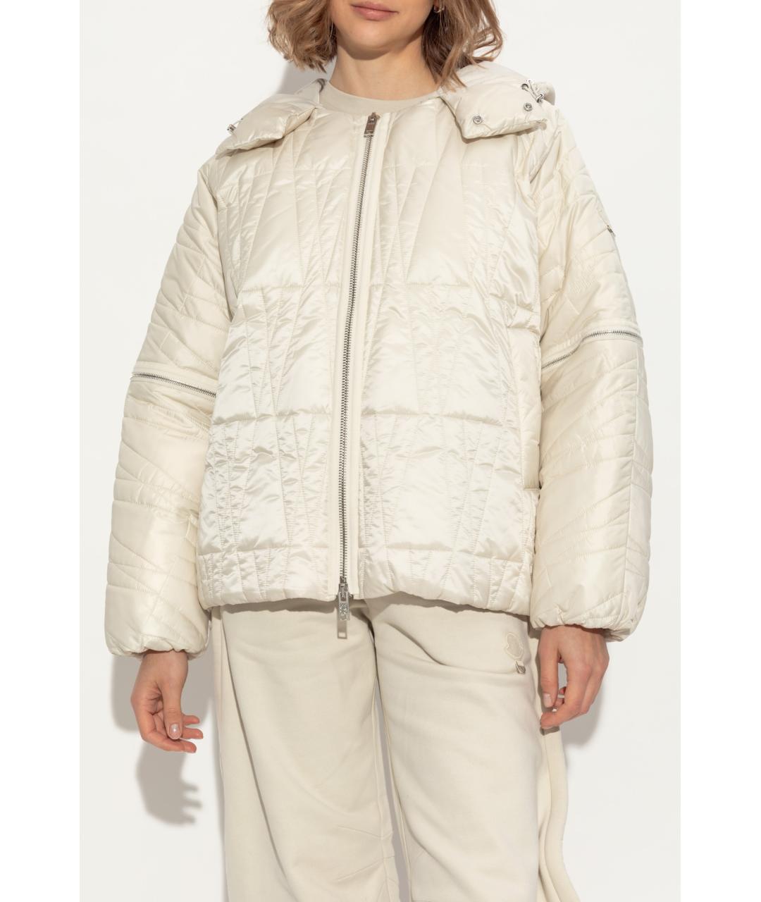 MONCLER Бежевый полиэстеровый пуховик, фото 2