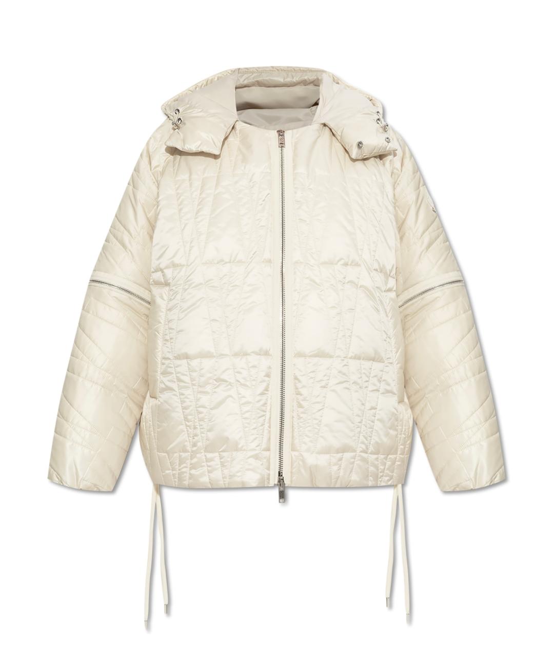 MONCLER Бежевый полиэстеровый пуховик, фото 10