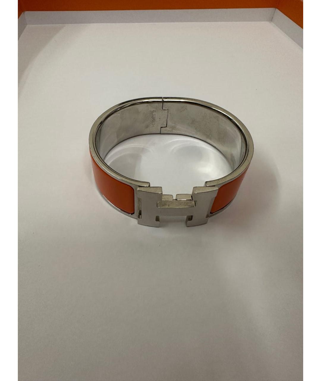 HERMES Оранжевый металлический браслет, фото 3