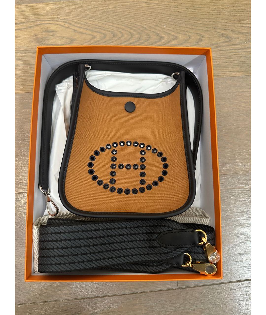 HERMES Коричневая тканевая сумка через плечо, фото 5