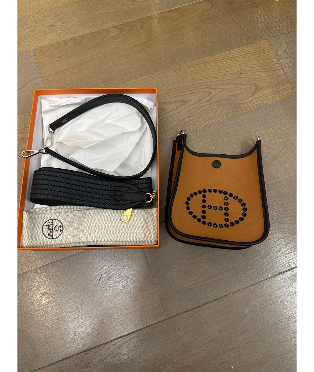 HERMES Коричневая тканевая сумка через плечо, фото 4