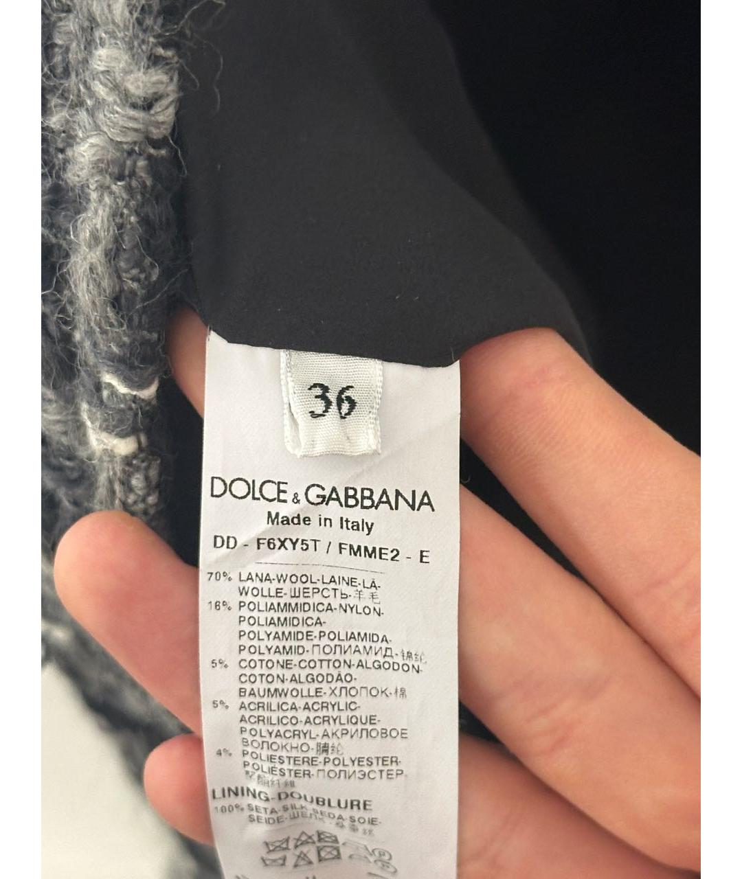 DOLCE&GABBANA Антрацитовое шерстяное повседневное платье, фото 4