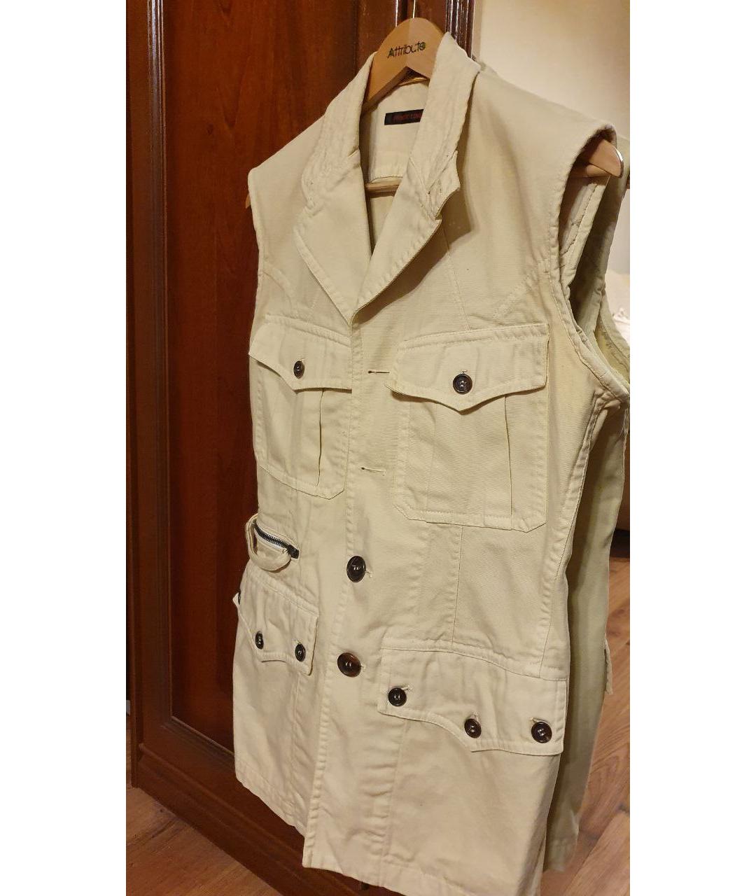 ROBERTO CAVALLI Бежевый хлопковый жилет, фото 3