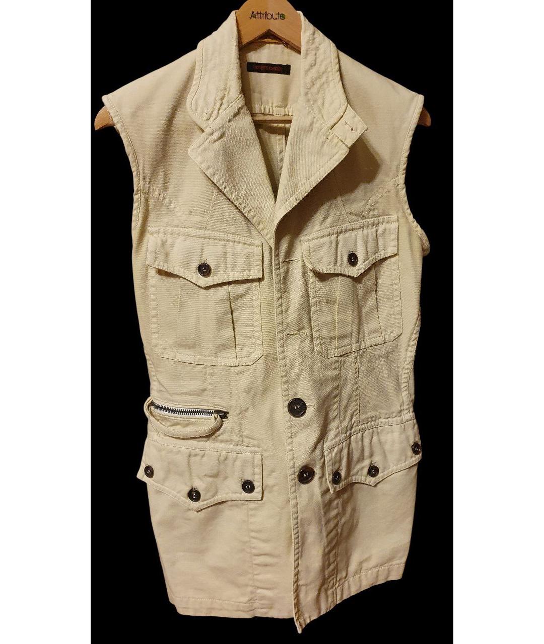 ROBERTO CAVALLI Бежевый хлопковый жилет, фото 8