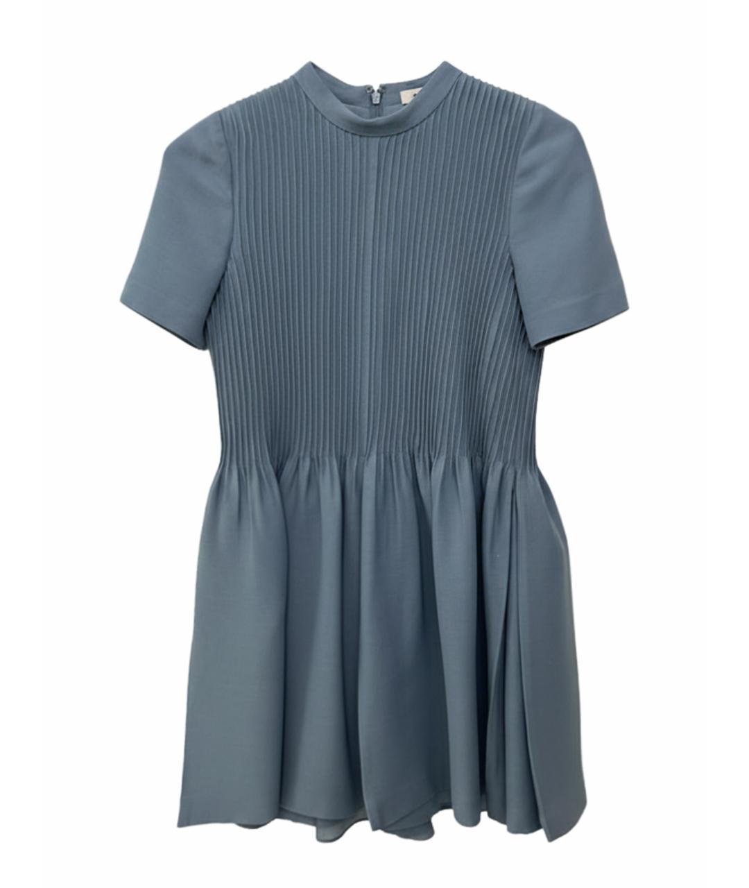 VALENTINO Голубое шерстяное коктейльное платье, фото 1