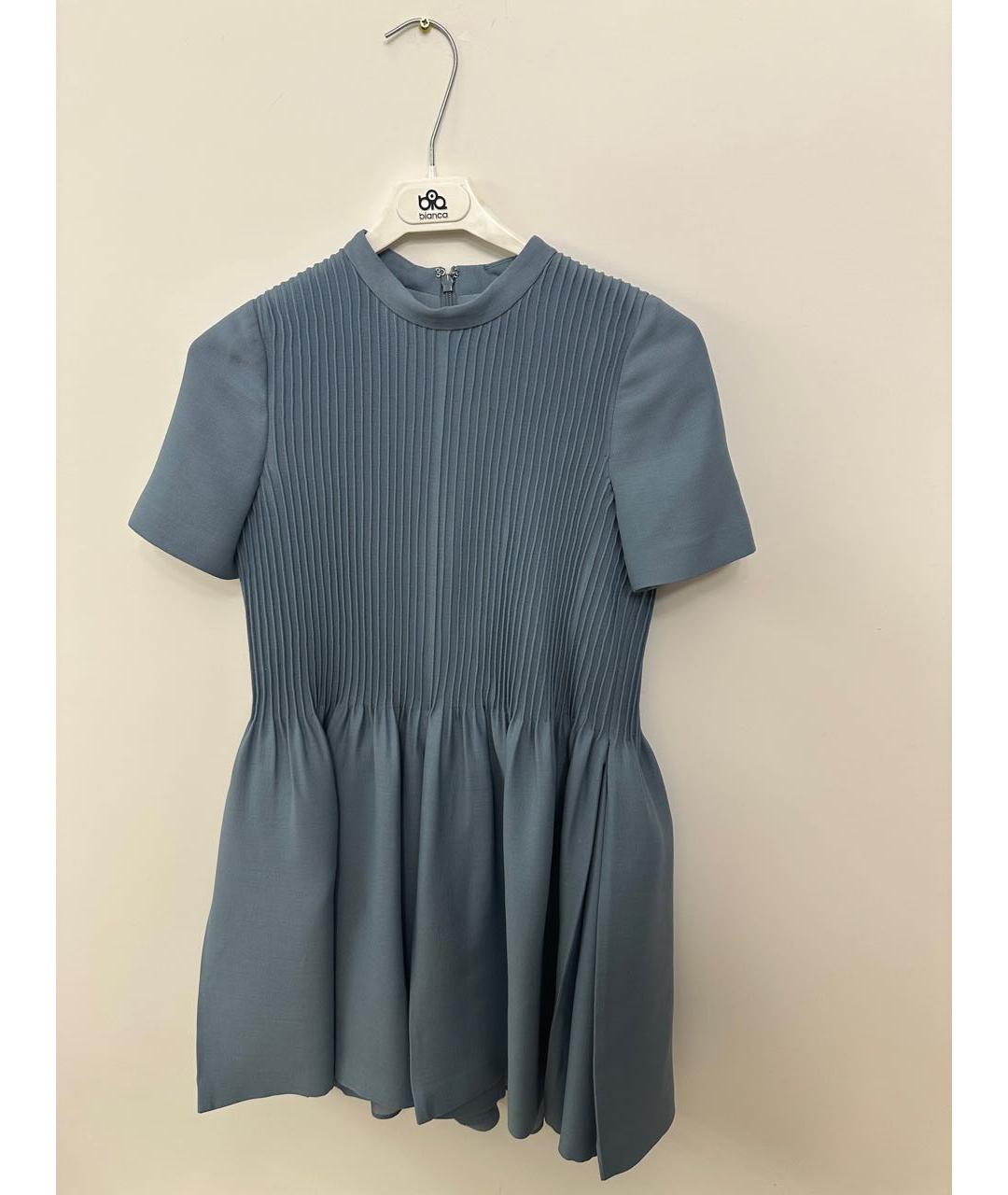 VALENTINO Голубое шерстяное коктейльное платье, фото 5