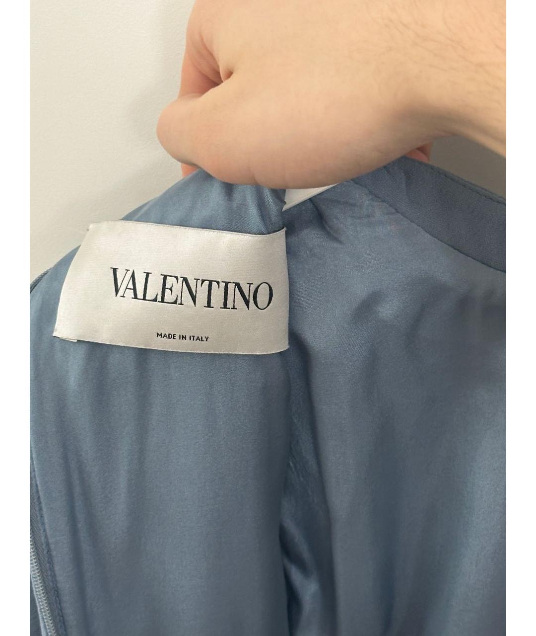 VALENTINO Голубое шерстяное коктейльное платье, фото 3