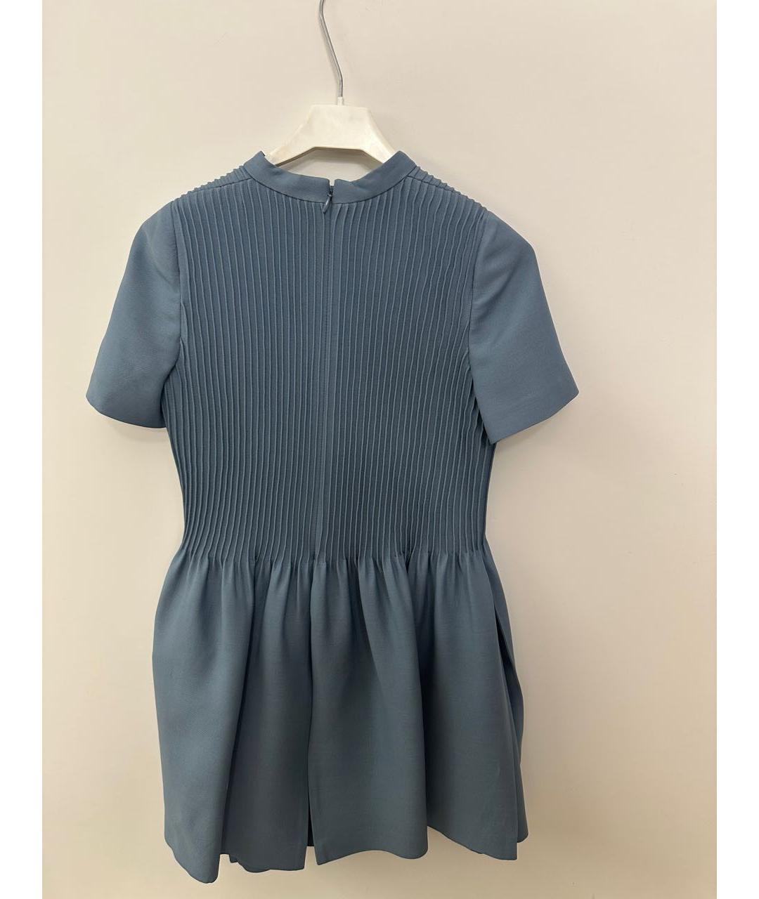 VALENTINO Голубое шерстяное коктейльное платье, фото 2