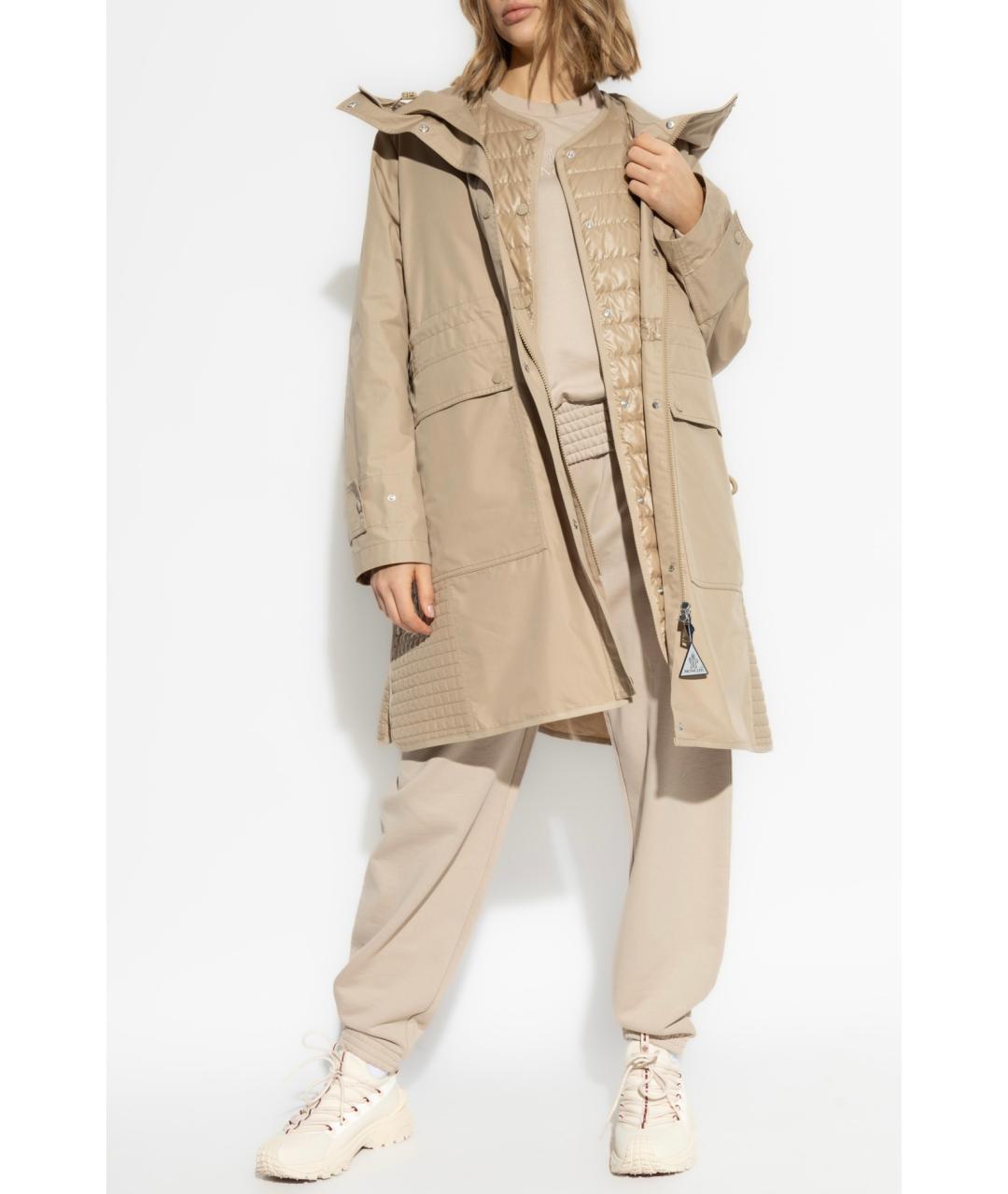MONCLER Бежевая полиэстеровая парка, фото 4