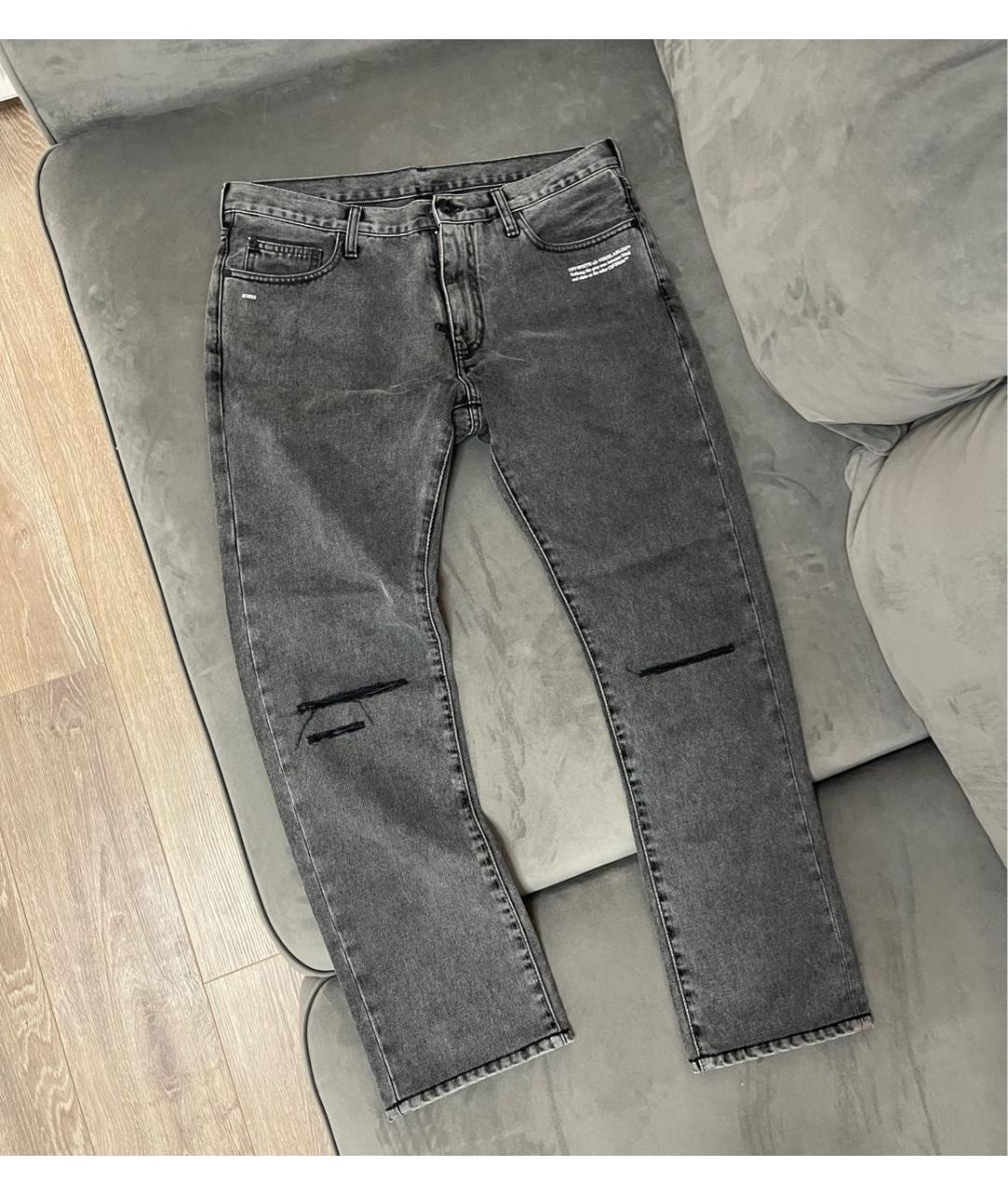 OFF-WHITE Черные хлопковые джинсы, фото 7