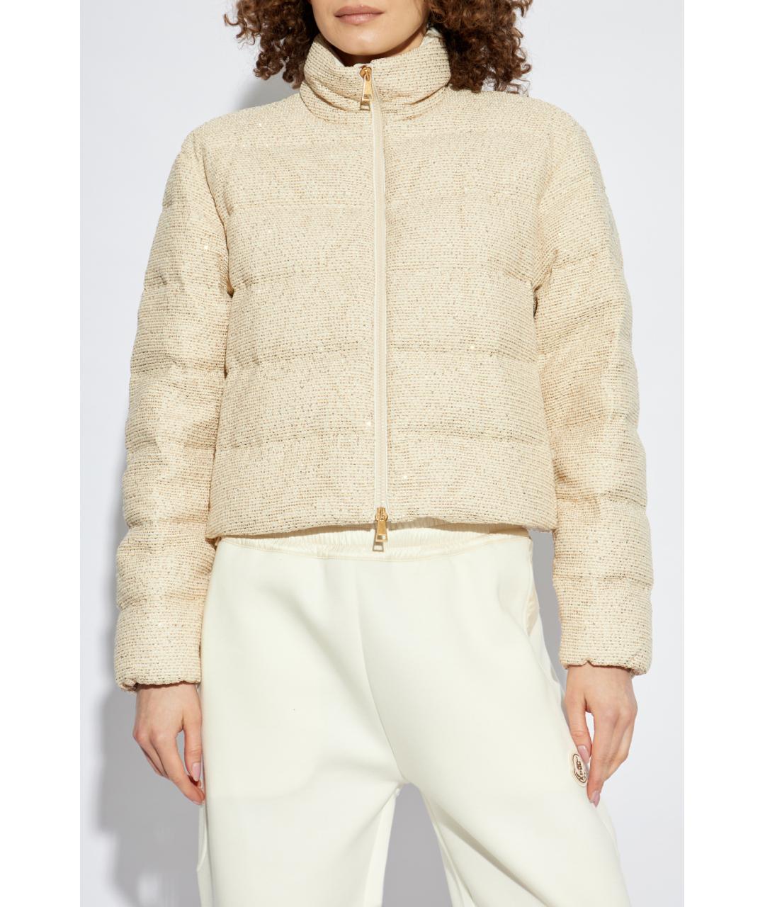 MONCLER Бежевый хлопковый пуховик, фото 2