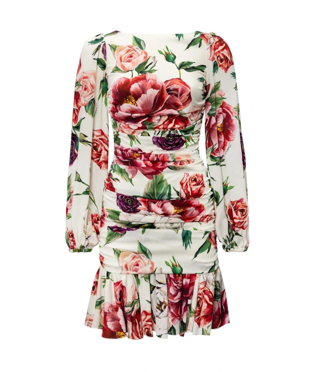 DOLCE&GABBANA Белое шелковое повседневное платье, фото 2