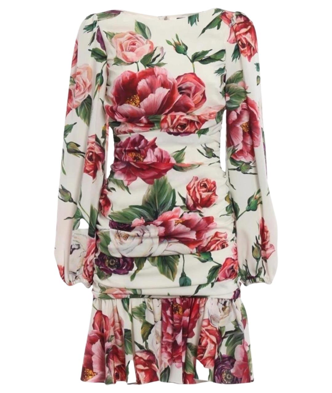 DOLCE&GABBANA Белое шелковое повседневное платье, фото 1