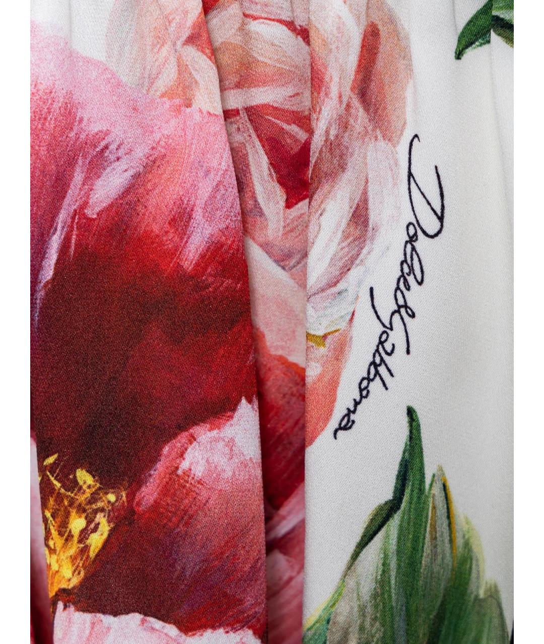 DOLCE&GABBANA Белое шелковое повседневное платье, фото 4