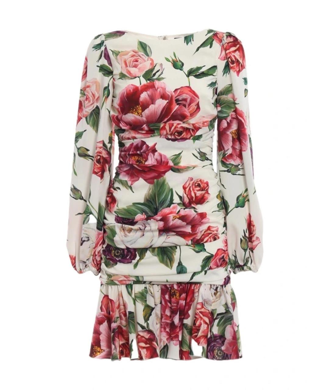 DOLCE&GABBANA Белое шелковое повседневное платье, фото 5