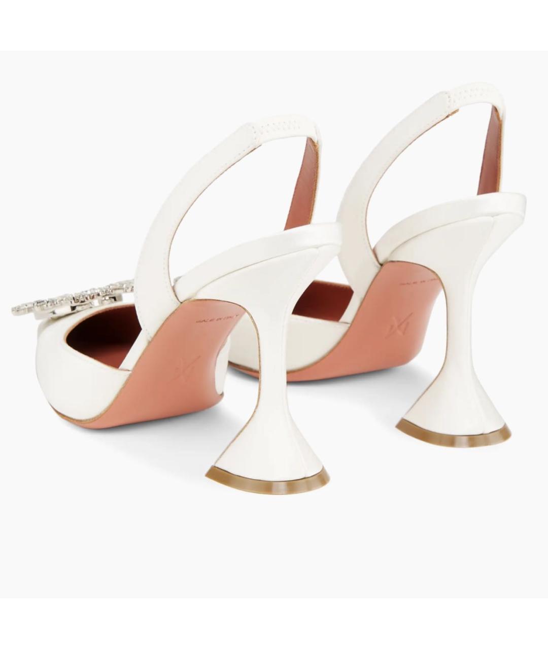 Amina Muaddi Белые текстильные лодочки на низком каблуке, фото 4