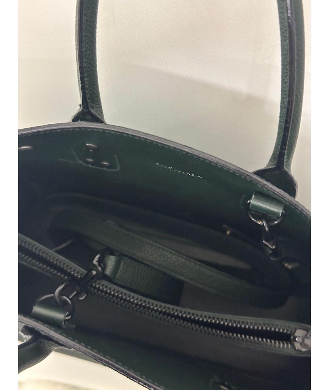 SAINT LAURENT Зеленая кожаная сумка с короткими ручками, фото 3