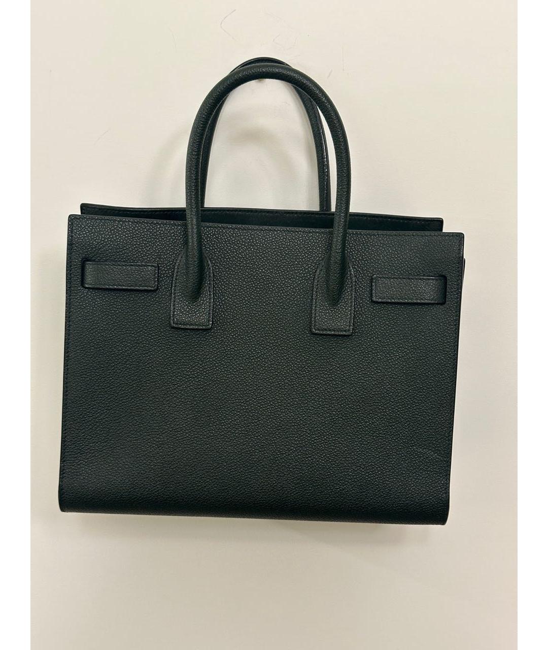 SAINT LAURENT Зеленая кожаная сумка с короткими ручками, фото 2