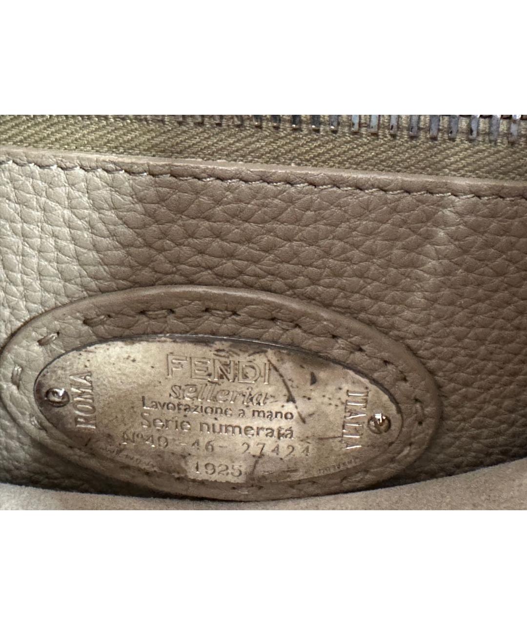 FENDI Коричневая кожаная сумка с короткими ручками, фото 3