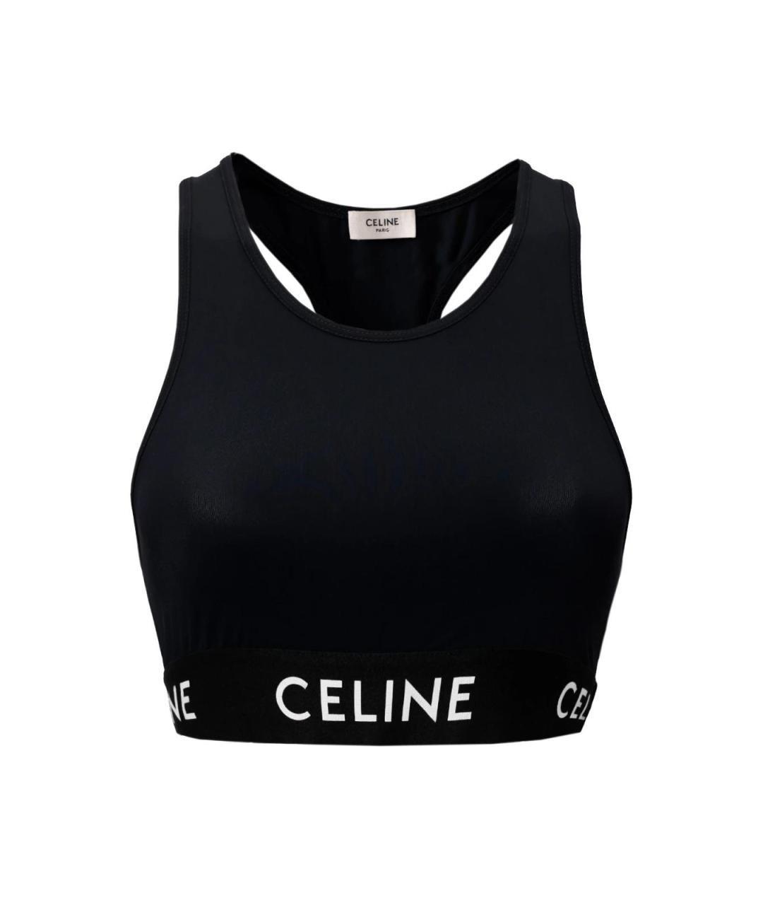 CELINE Черная полиэстеровая футболка, фото 1