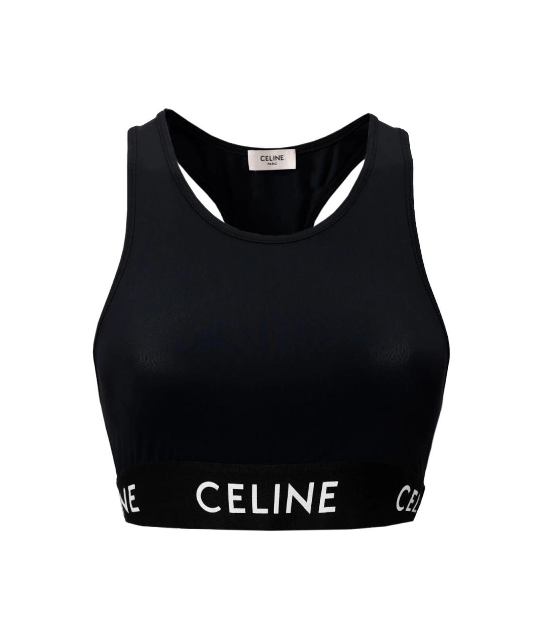 CELINE Черная полиэстеровая футболка, фото 4