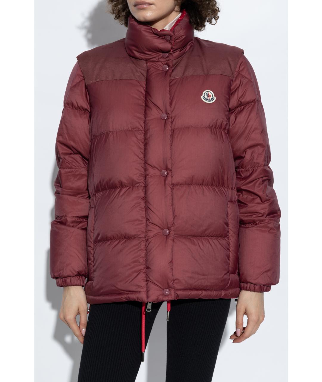 MONCLER Бордовый полиамидовый пуховик, фото 2