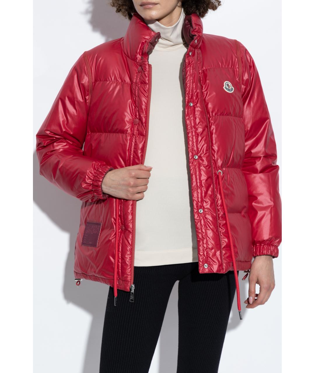 MONCLER Бордовый полиамидовый пуховик, фото 6