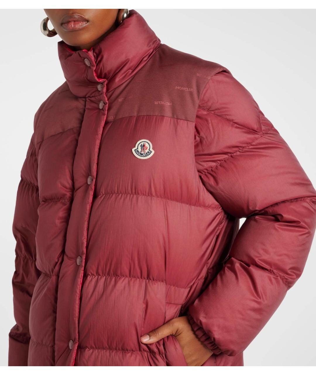 MONCLER Бордовый полиамидовый пуховик, фото 9