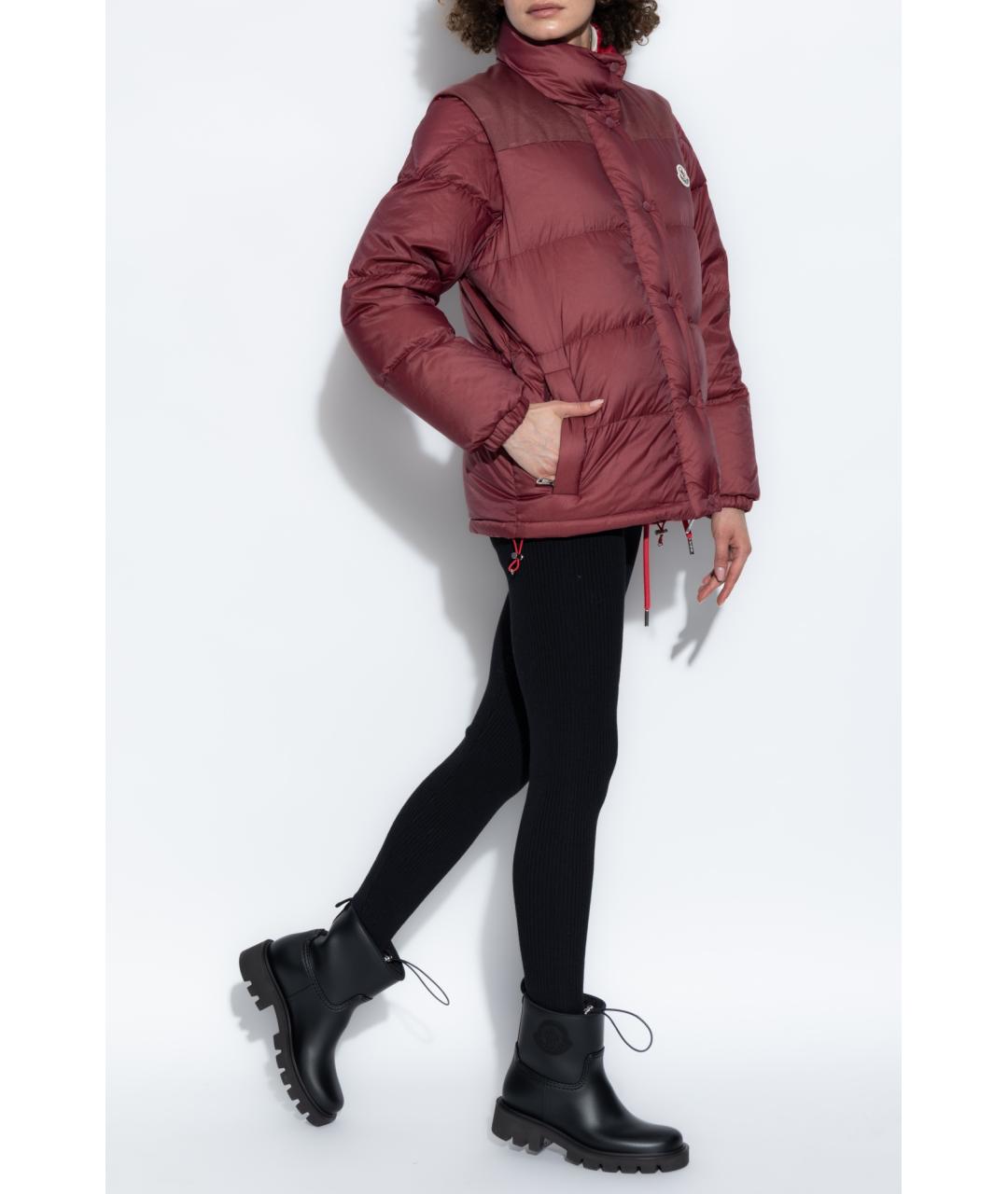 MONCLER Бордовый полиамидовый пуховик, фото 4