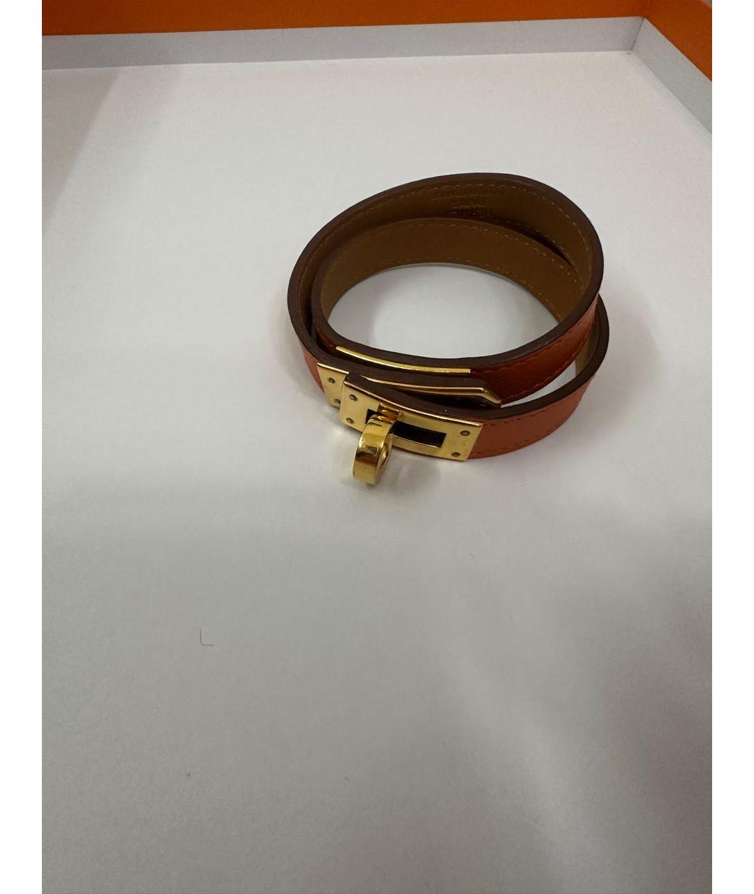 HERMES Оранжевый кожаный браслет, фото 4