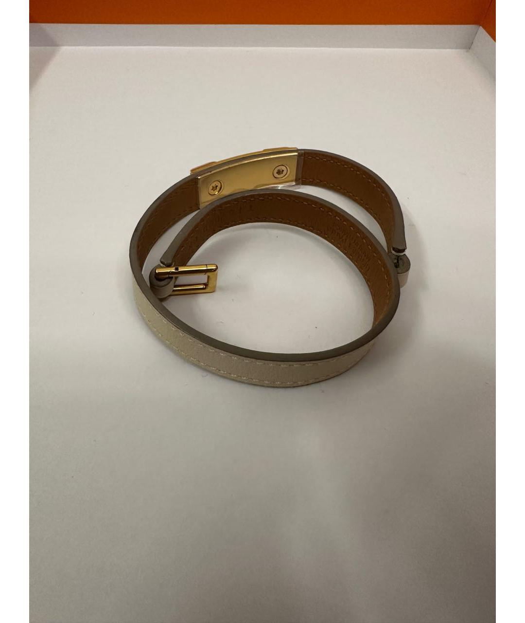 HERMES Белый кожаный браслет, фото 2