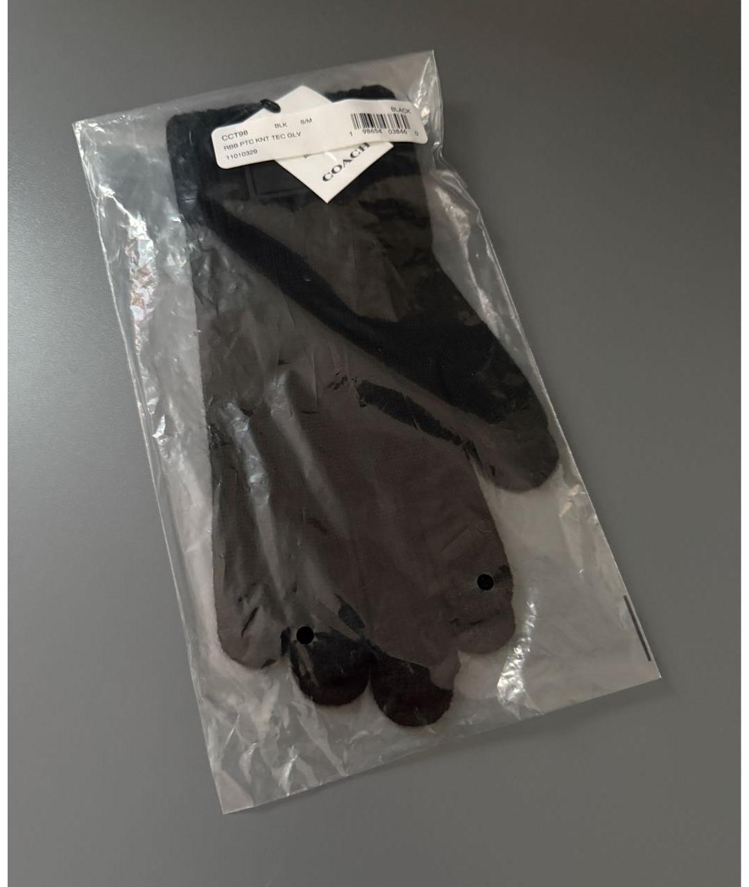 COACH Черные шерстяные перчатки, фото 7