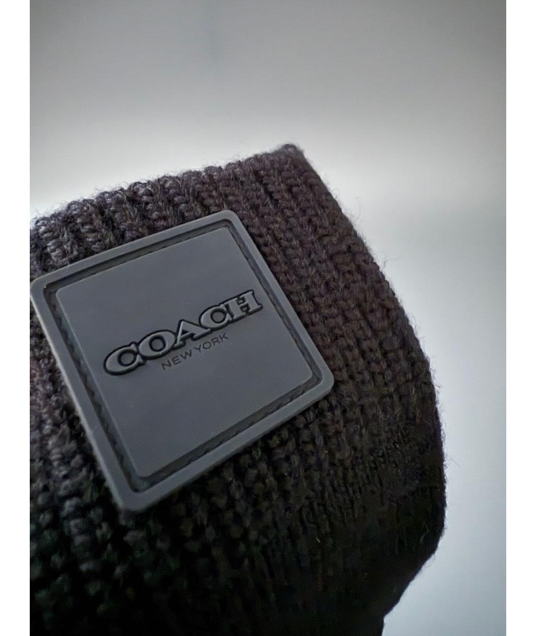 COACH Черные шерстяные перчатки, фото 6