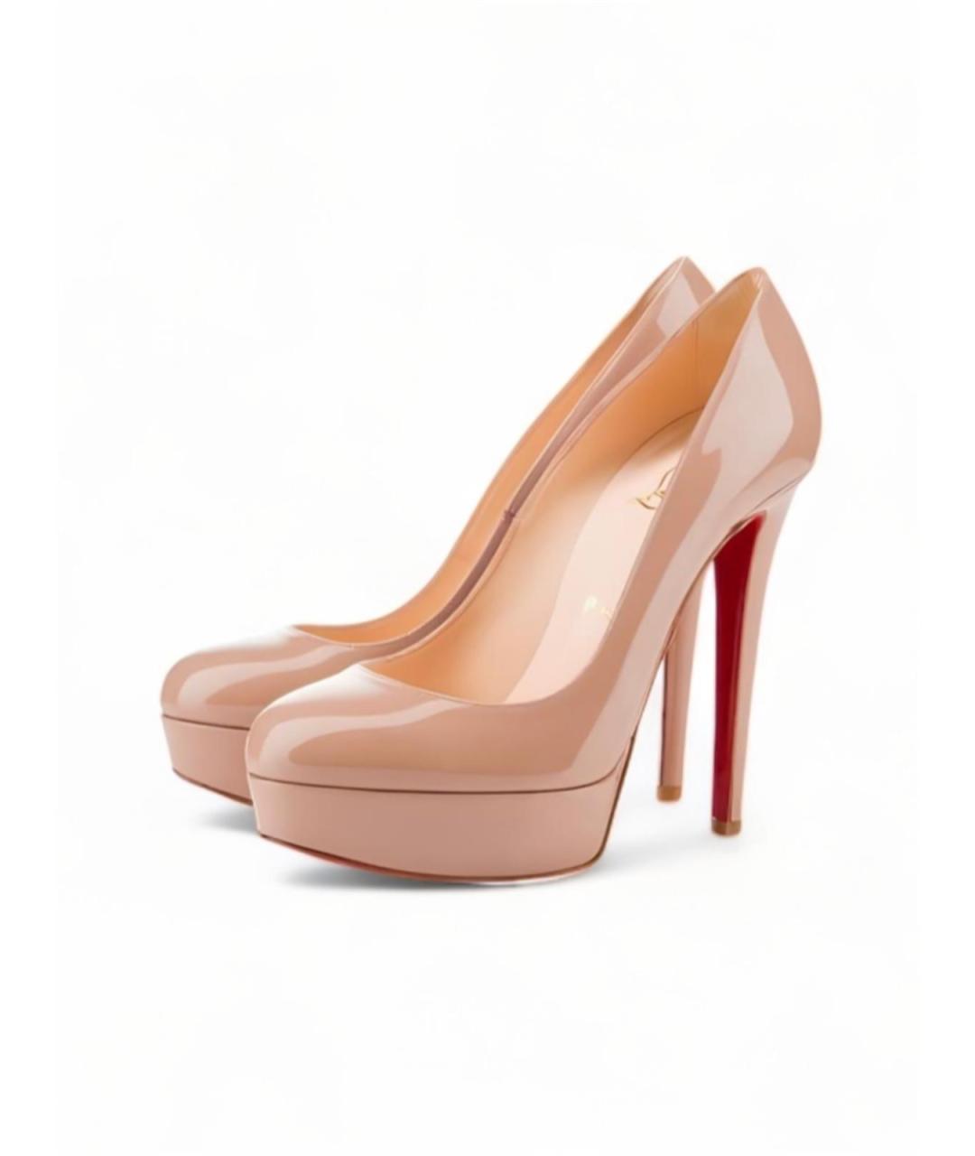 CHRISTIAN LOUBOUTIN Бежевые туфли из лакированной кожи, фото 5