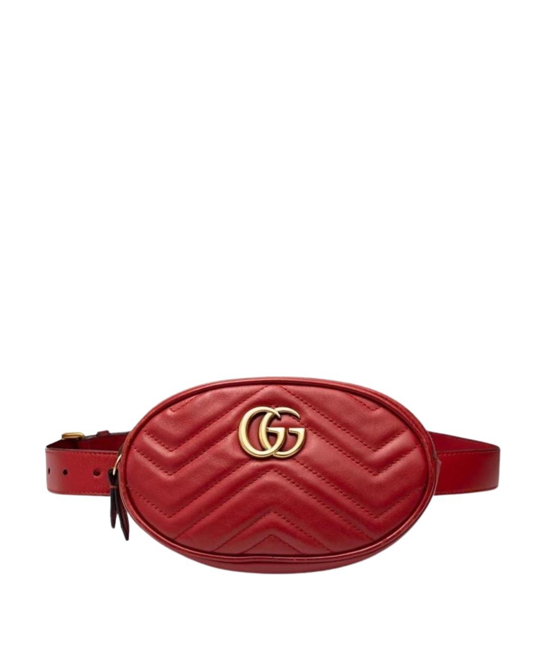GUCCI Красная кожаная поясная сумка, фото 1