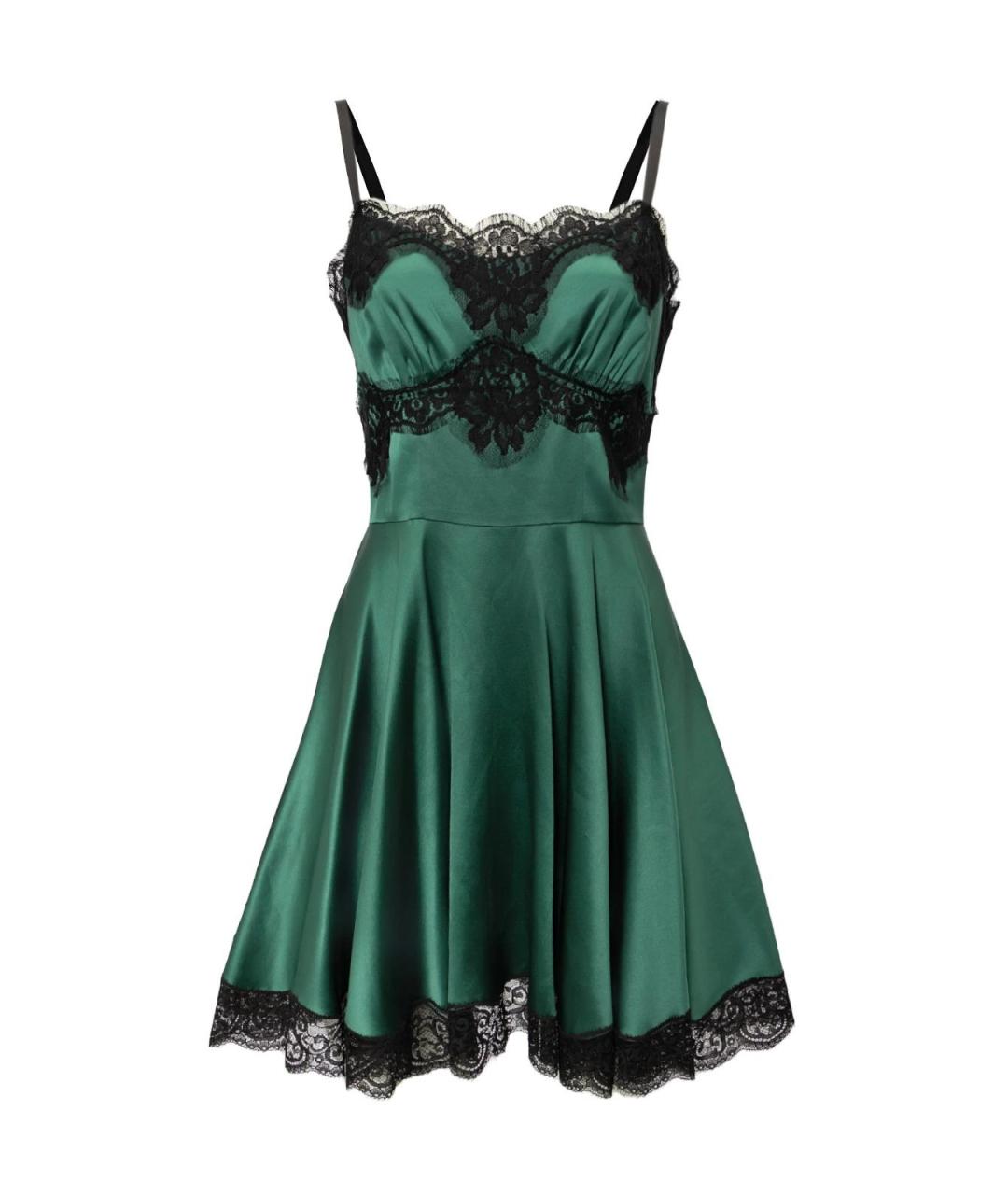 DOLCE&GABBANA Зеленые кружевное повседневное платье, фото 4