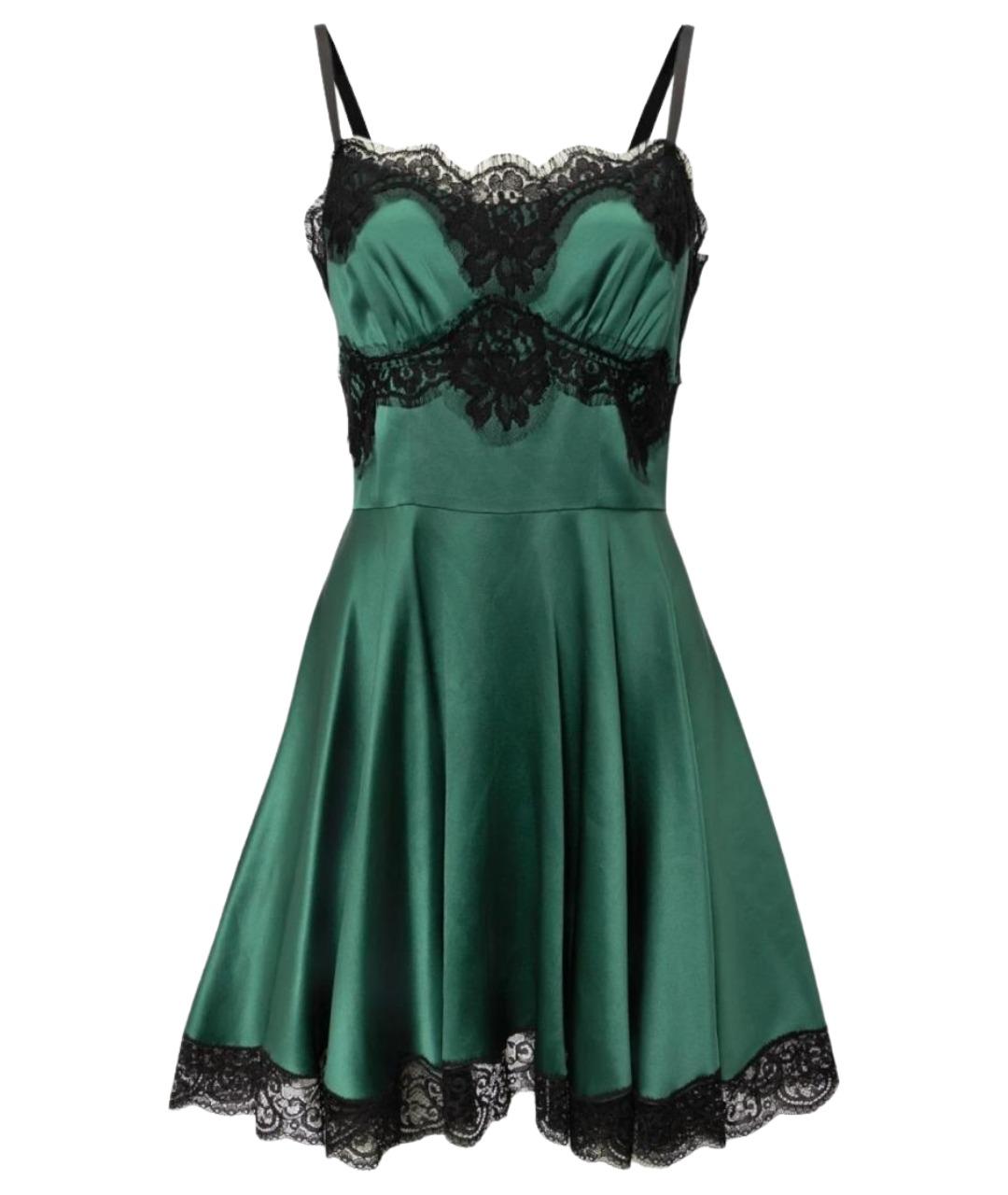 DOLCE&GABBANA Зеленые кружевное повседневное платье, фото 1