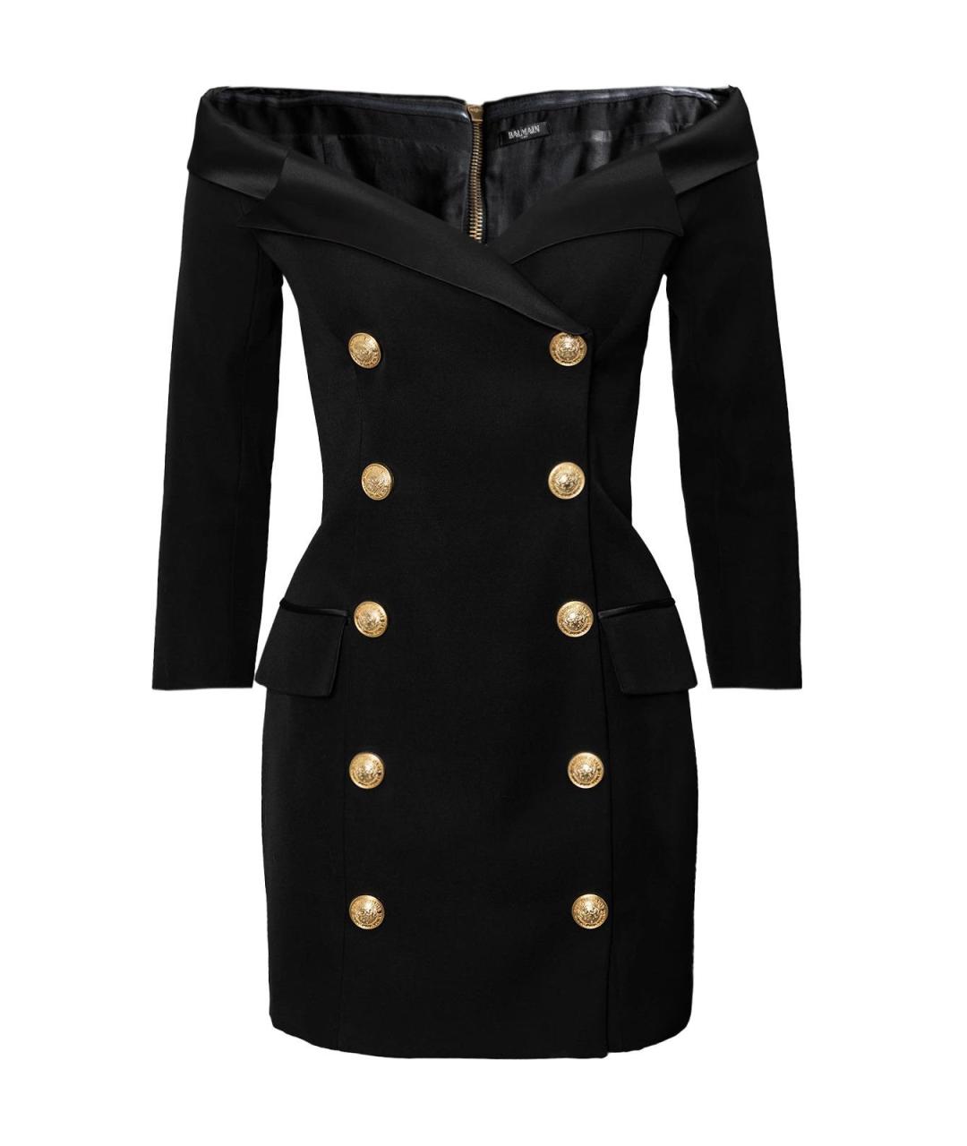 BALMAIN Черное шерстяное повседневное платье, фото 1