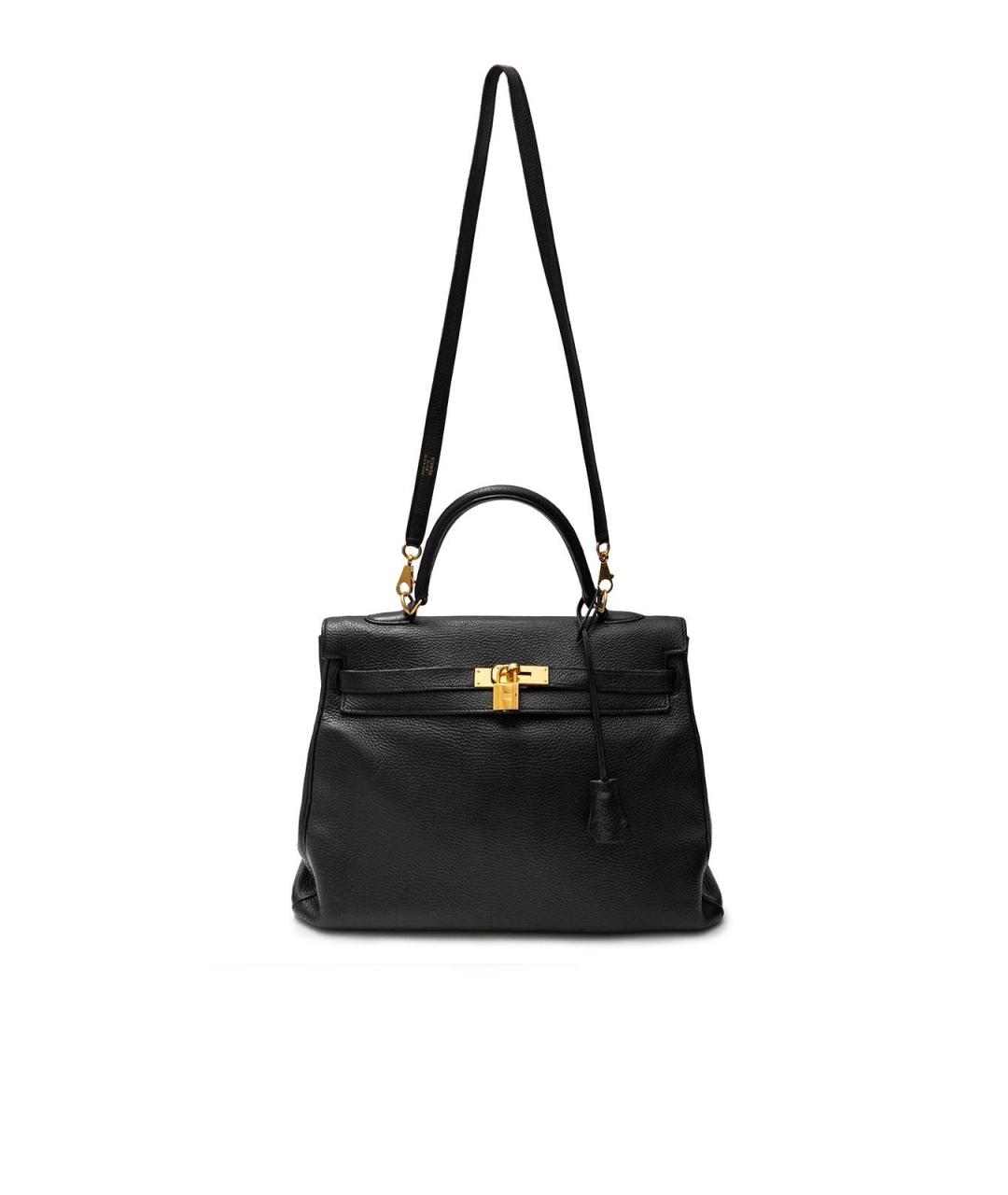 HERMES Черная кожаная сумка с короткими ручками, фото 4