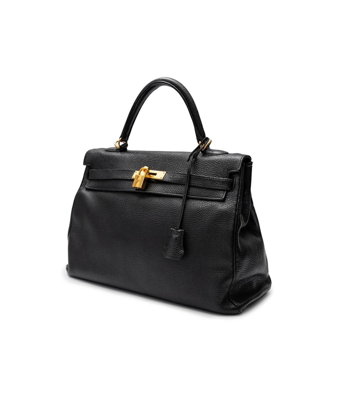 HERMES Черная кожаная сумка с короткими ручками, фото 2