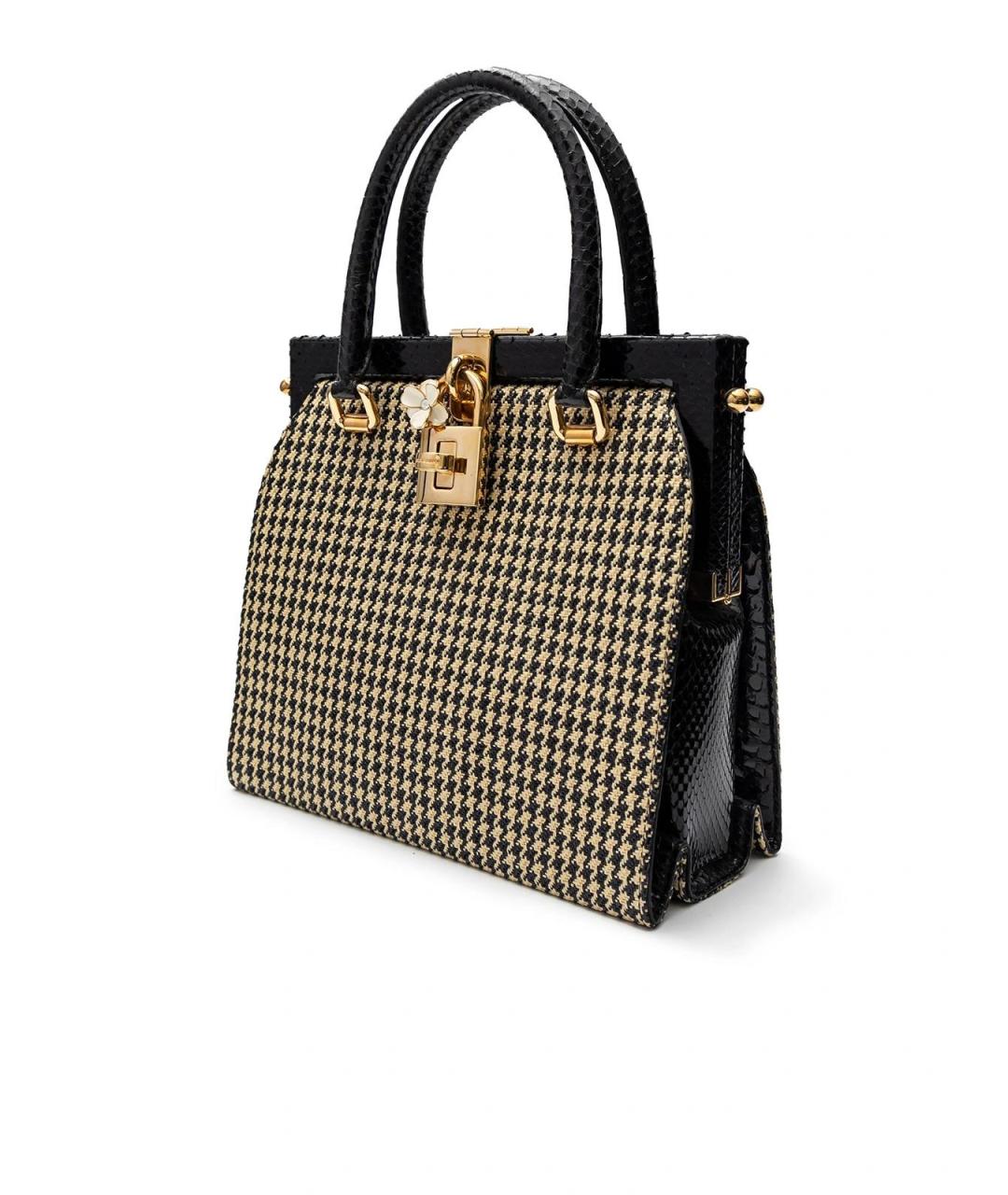 DOLCE&GABBANA Черная кожаная сумка с короткими ручками, фото 2