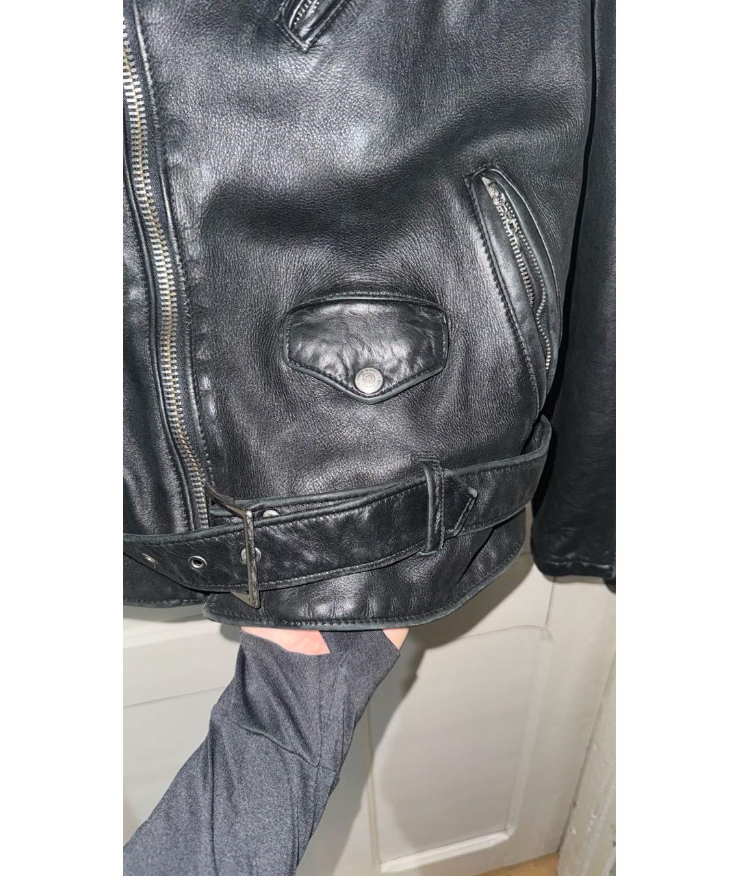 SCHOTT Черная кожаная куртка, фото 5