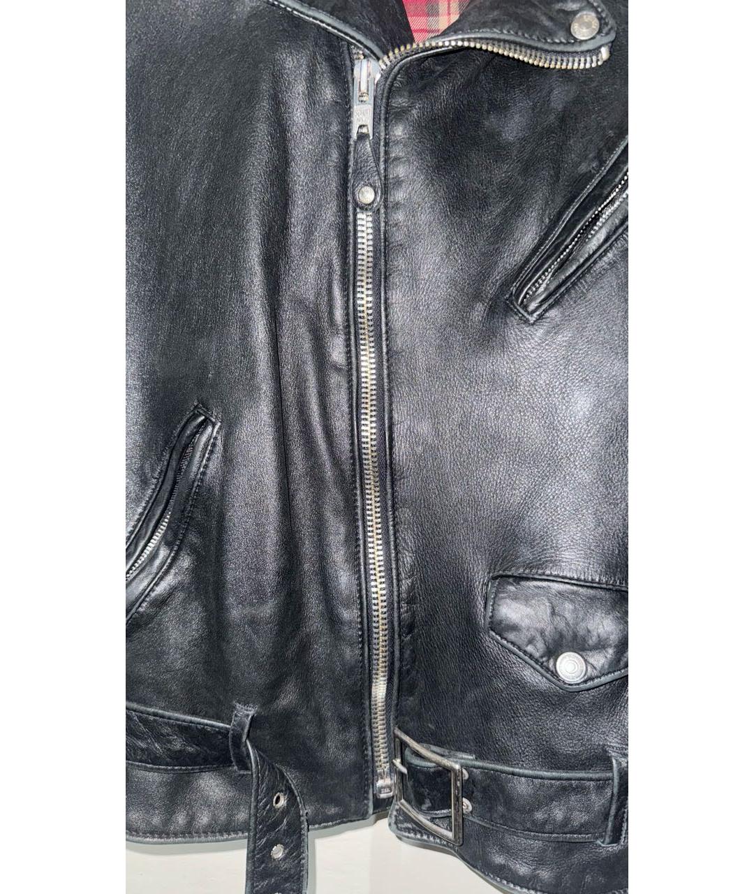 SCHOTT Черная кожаная куртка, фото 4