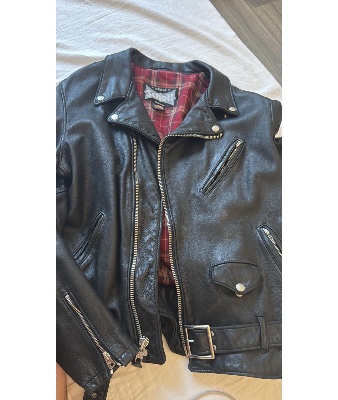 SCHOTT Черная кожаная куртка, фото 9